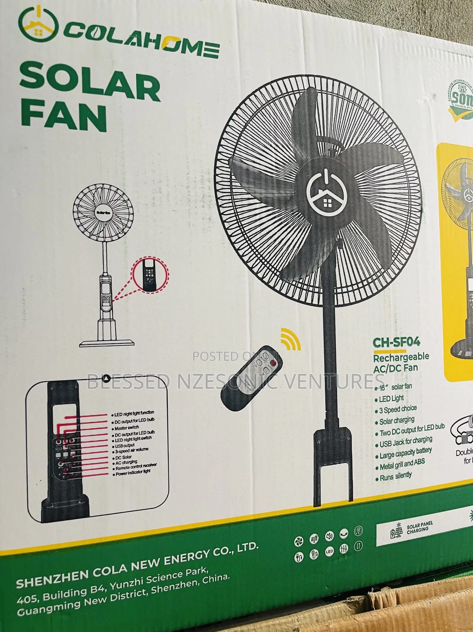 Solar Fan With Panel and Remote Control