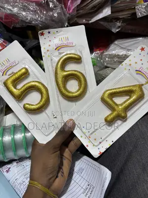 Gold Glitter Number Birthday Candles
