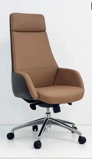 Executive High-Back Swivel Chair (Brown & White Shell)