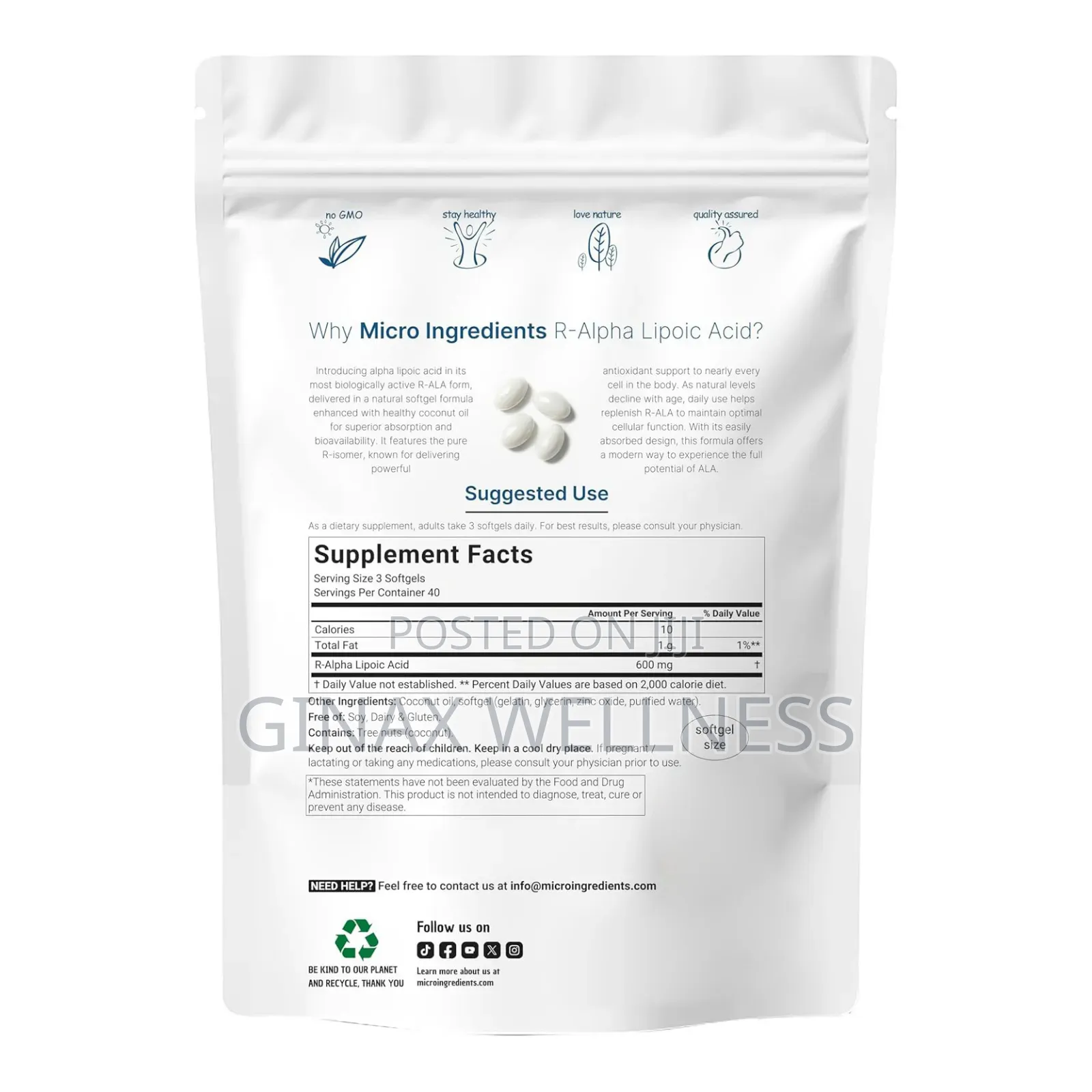 R-Alpha Lipoic Acid (600mg, 120 Softgels)