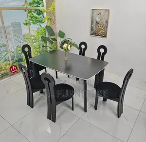 : Executive Minimalist Sintered Stone Oval Dining Table With 6 Chairs