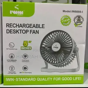 Iwin Desktop 5inches Rechargeable Fan With LED Light