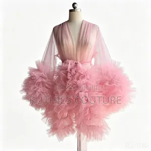 Short Luxury Tulle Bridal Robes