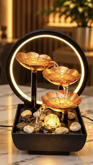Lotus Water Fountain Table Lamp - Tabletop Fountain With LED Light