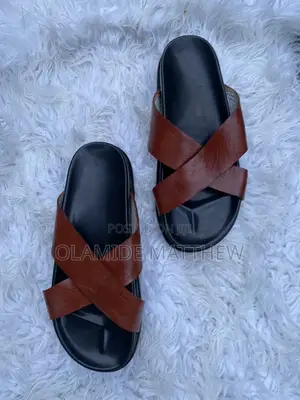 Cross Brown Leather Pam Slippers.