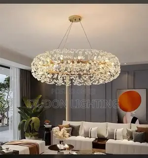 800mm Luxury Gold Crystal LED Chandelier With a Modern Oval Design