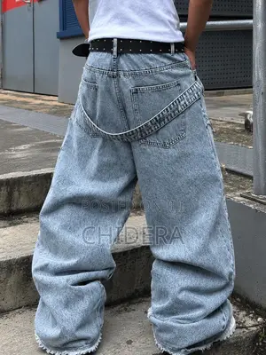 Y2K American Vintage Light Acid Frayed Deconstructed Strap Baggy Jeans