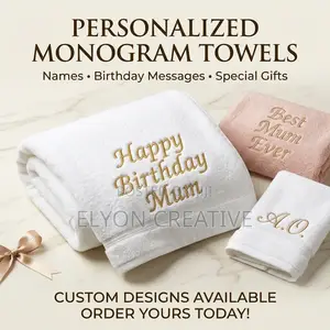Customized Monogram Towels | Birthday Gifts for Mum, Dad & Loved Ones