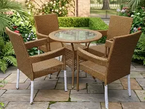 5-Piece Modern Woven Outdoor Raftan Dining Set