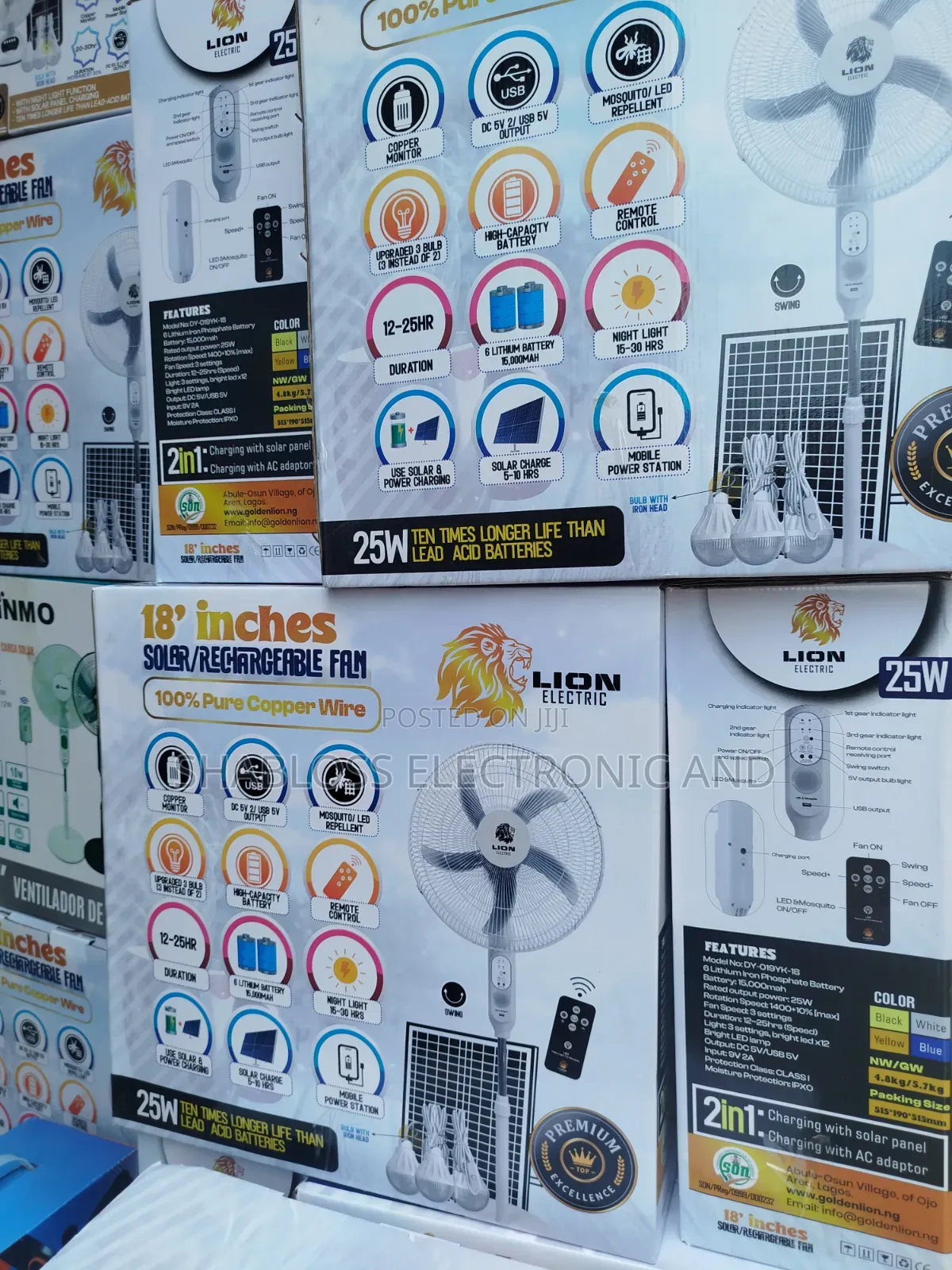 18 Inch Solar Rechargeable Fan