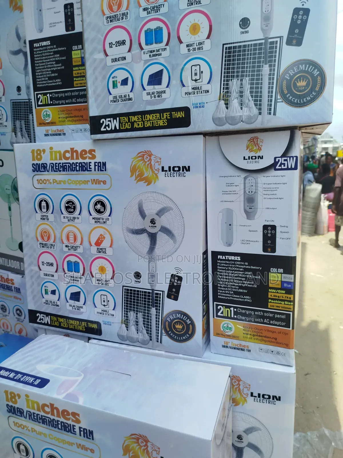 18 Inch Solar Rechargeable Fan