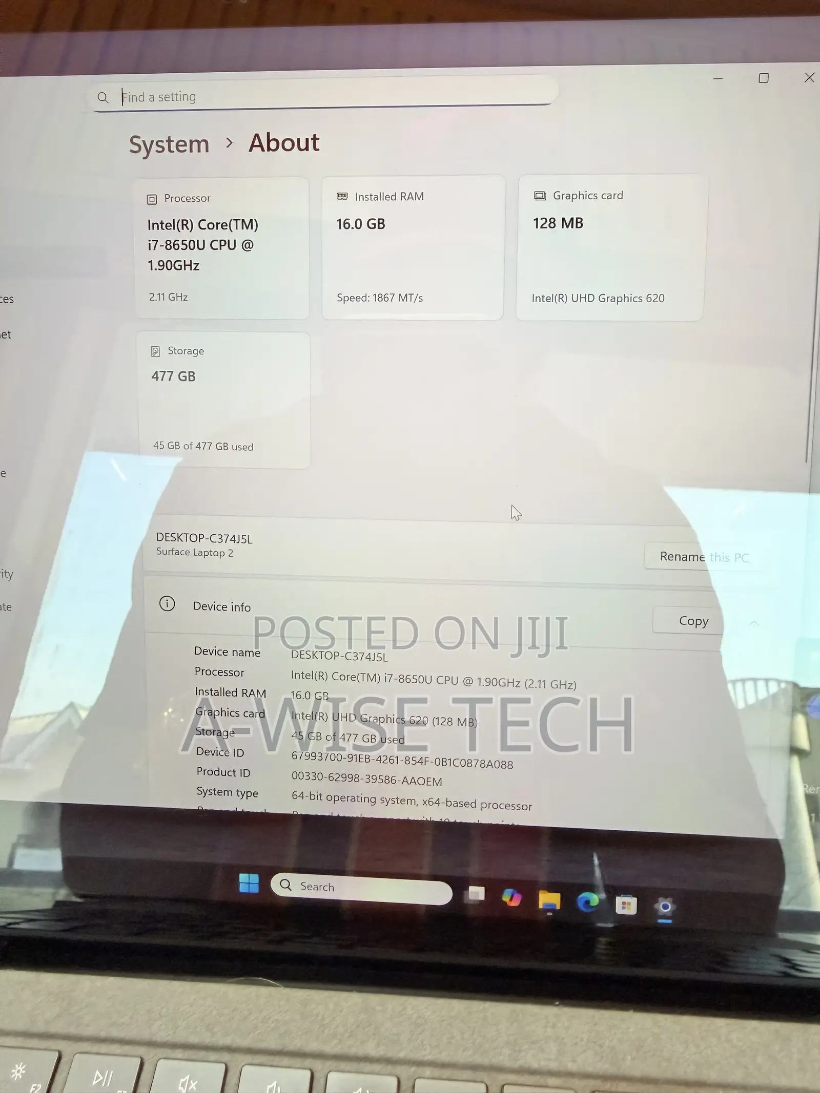 Laptop Microsoft Surface Laptop 2 16GB Intel Core i7 SSD 512GB