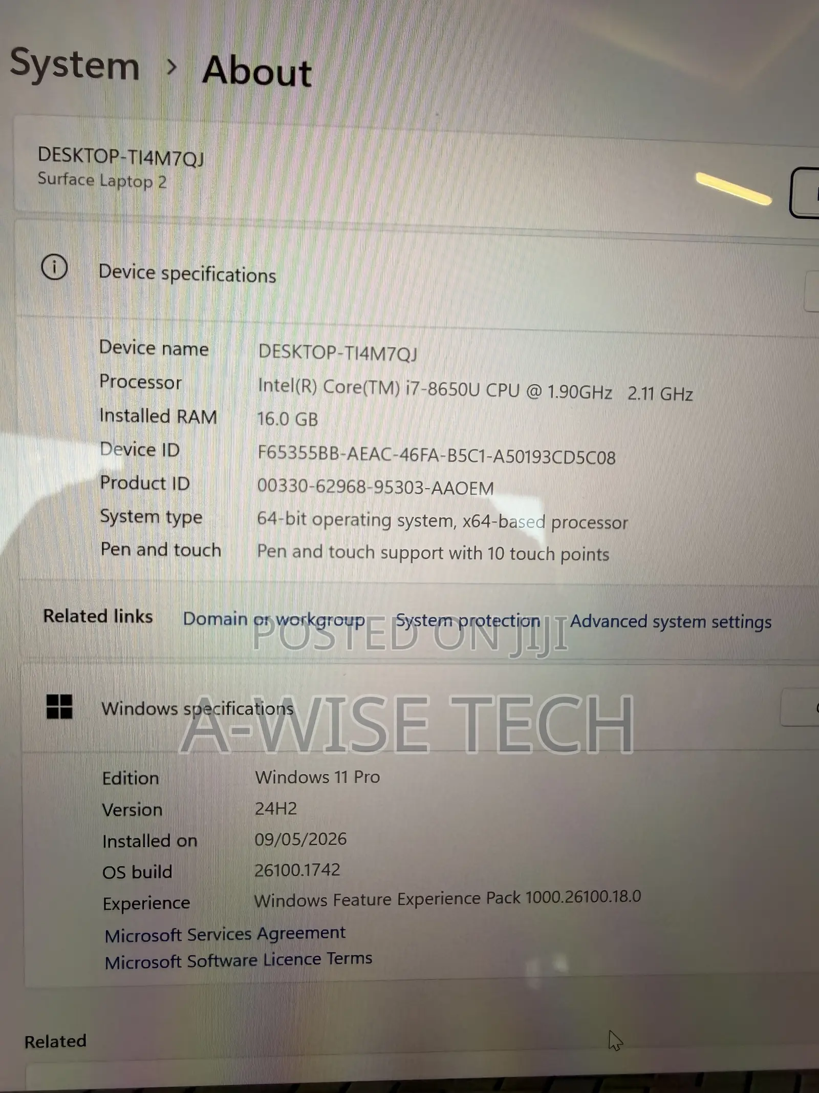 Laptop Microsoft Surface Laptop 2 16GB Intel Core i7 SSD 512GB