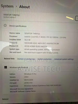 Laptop Microsoft Surface Laptop 2 16GB Intel Core i7 SSD 512GB