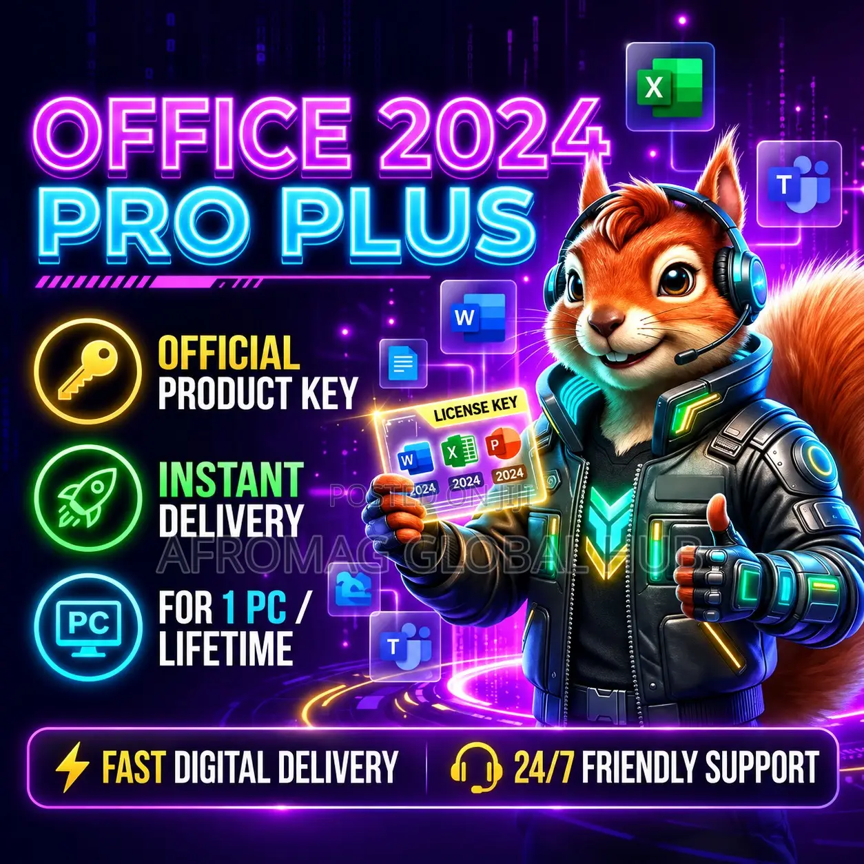 Microsoft Office 2024 Pro Plus Official Product Key | 1 PC Lifetime