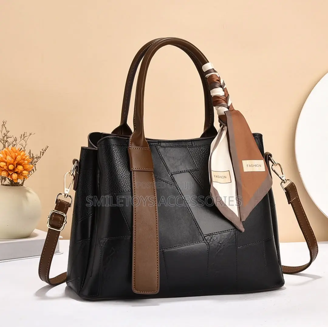 Ladies Patchwork Handbag With Scarf & Strap