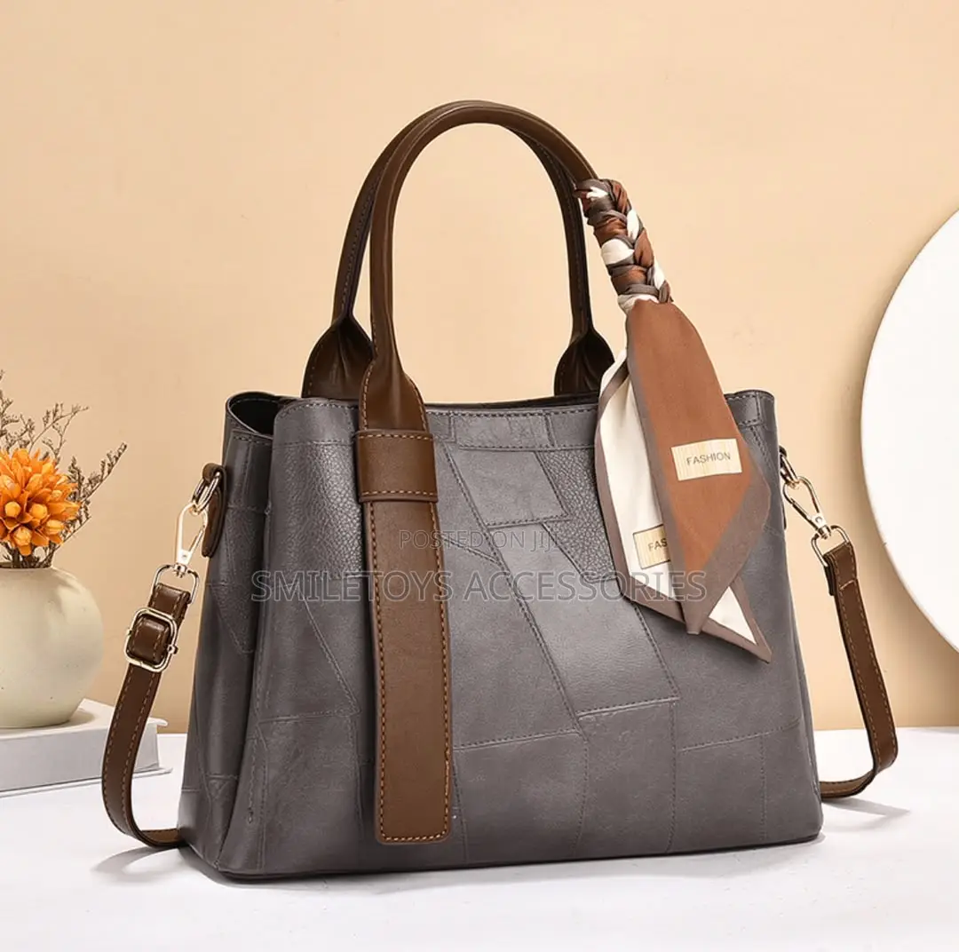 Ladies Patchwork Handbag With Scarf & Strap