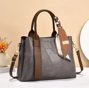 Ladies Patchwork Handbag With Scarf & Strap