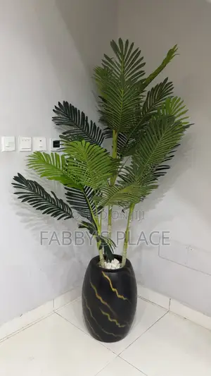 Tall Artificial Indoor Plant With Decorative Black With Vase