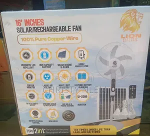 16"lion Electric Rechargeable/Solar Fan With Remote