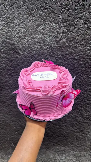6 Inch One Layer Pink Birthday Cake- Vanilla