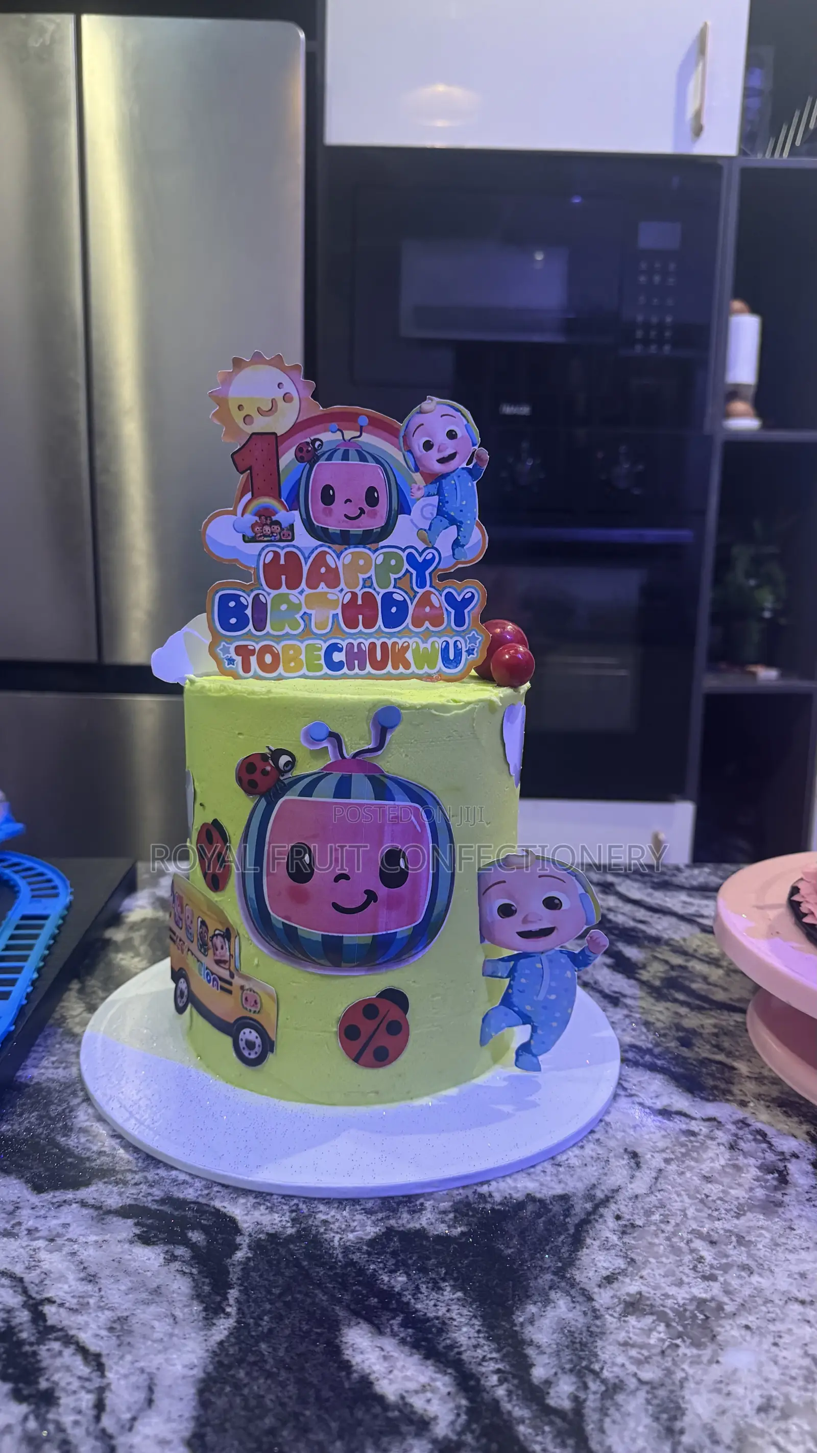 6 Inch 2 Layer Cocomelon Character Birthday Cake