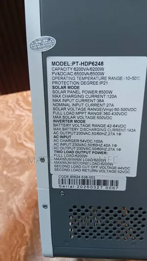 Patern 6.2kVA 48V Hybrid Solar Inverter – 6200W Pure Sine Wave