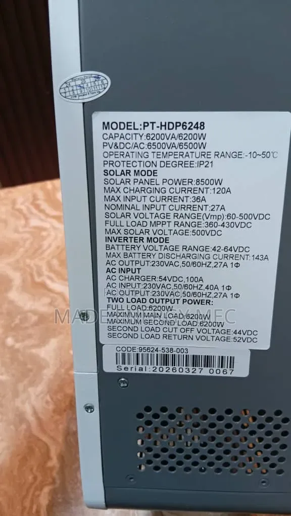 Patern 6.2kVA 48V Hybrid Solar Inverter – 6200W Pure Sine Wave