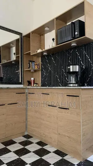 Custom-Built Breakfast Tea Station With Marble Countertop