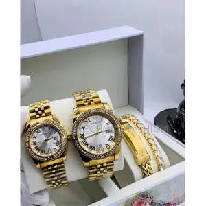 Sophisticated Non Fading Couples Gold Wristwatch & Bracelets