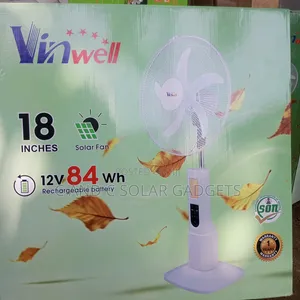 Vinwell 18inches Solar Rechargeable Battery Fan