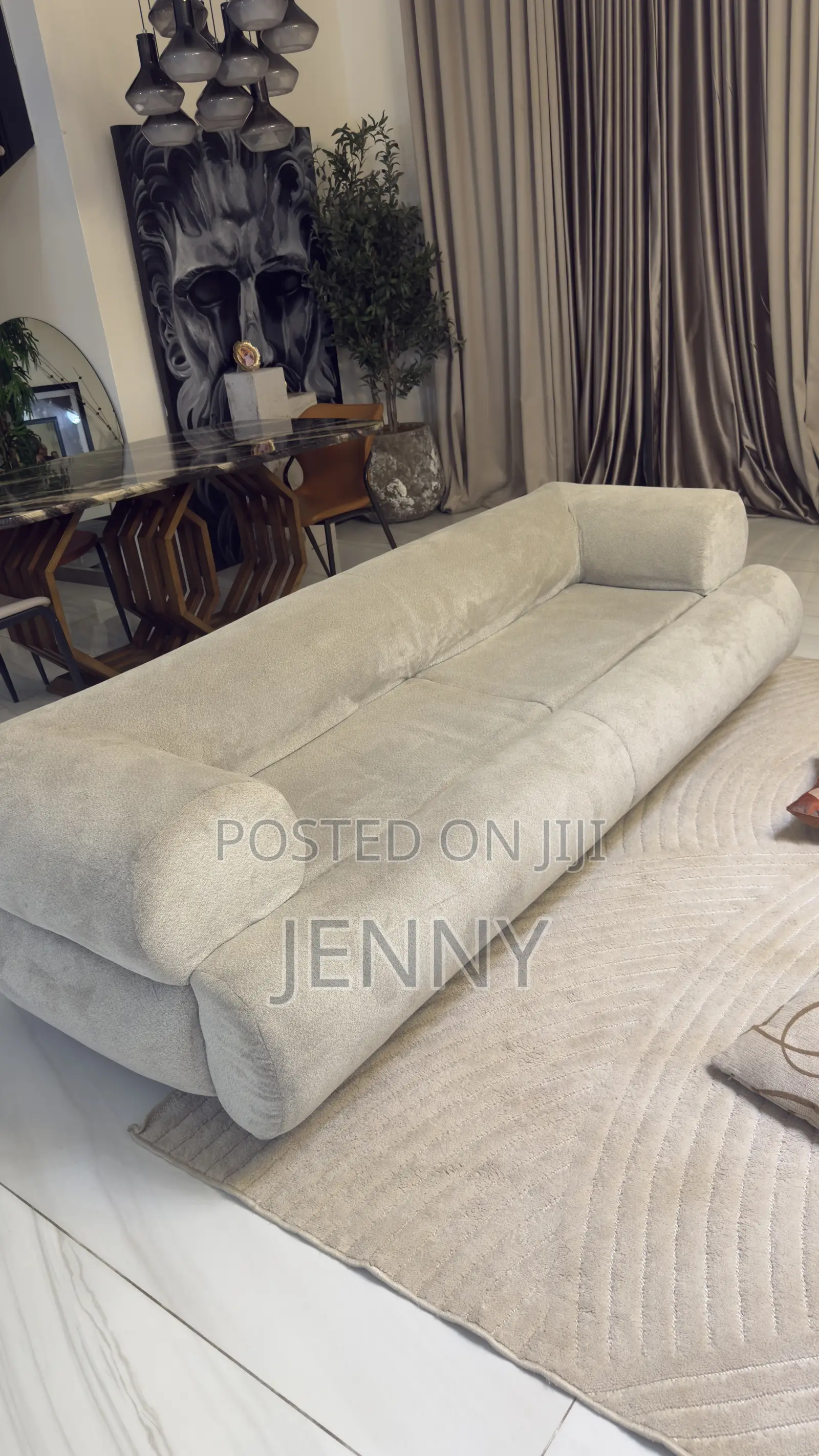 Cream Modern 3-Seater Sofa
