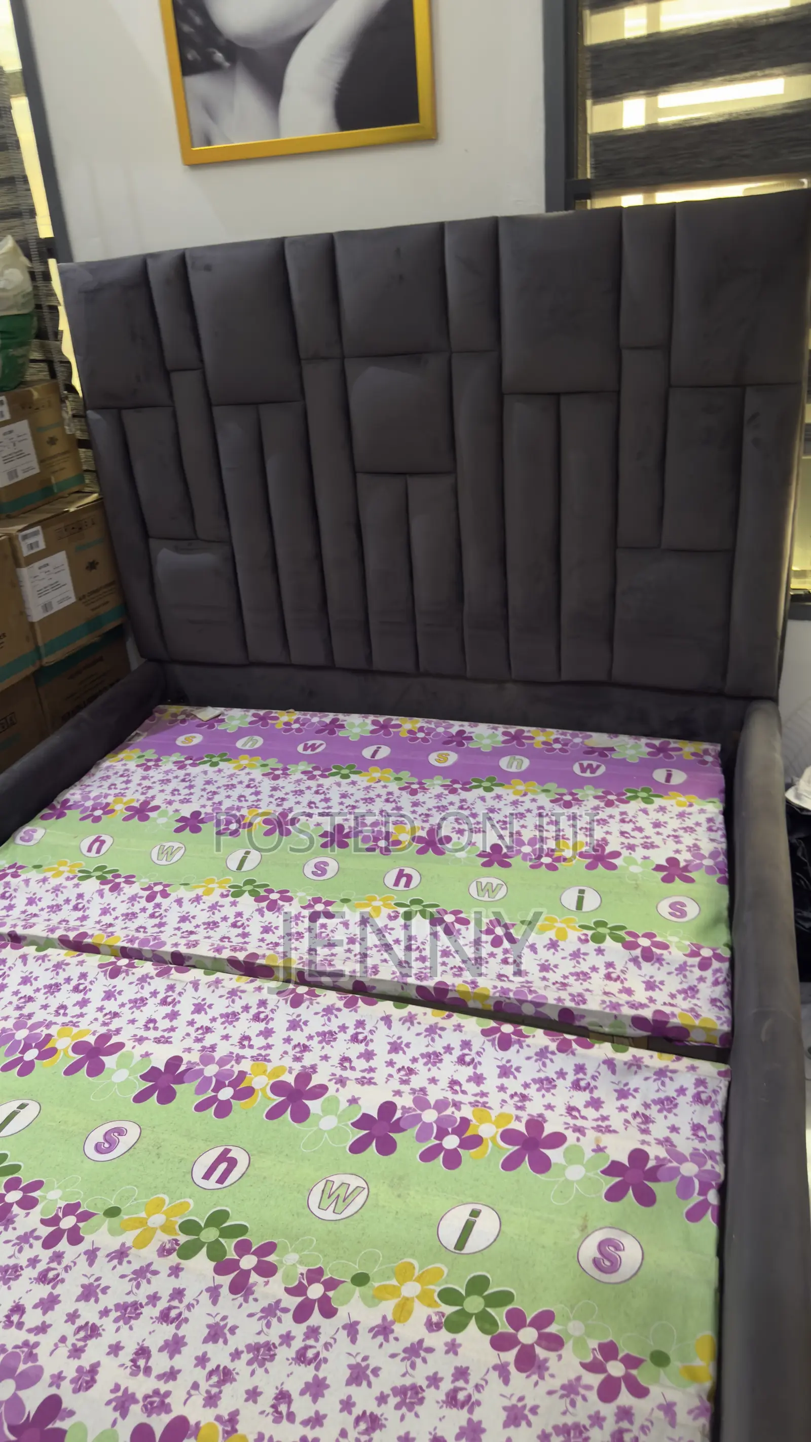 5 X 6 Dark Grey Upholstered Bed Frame
