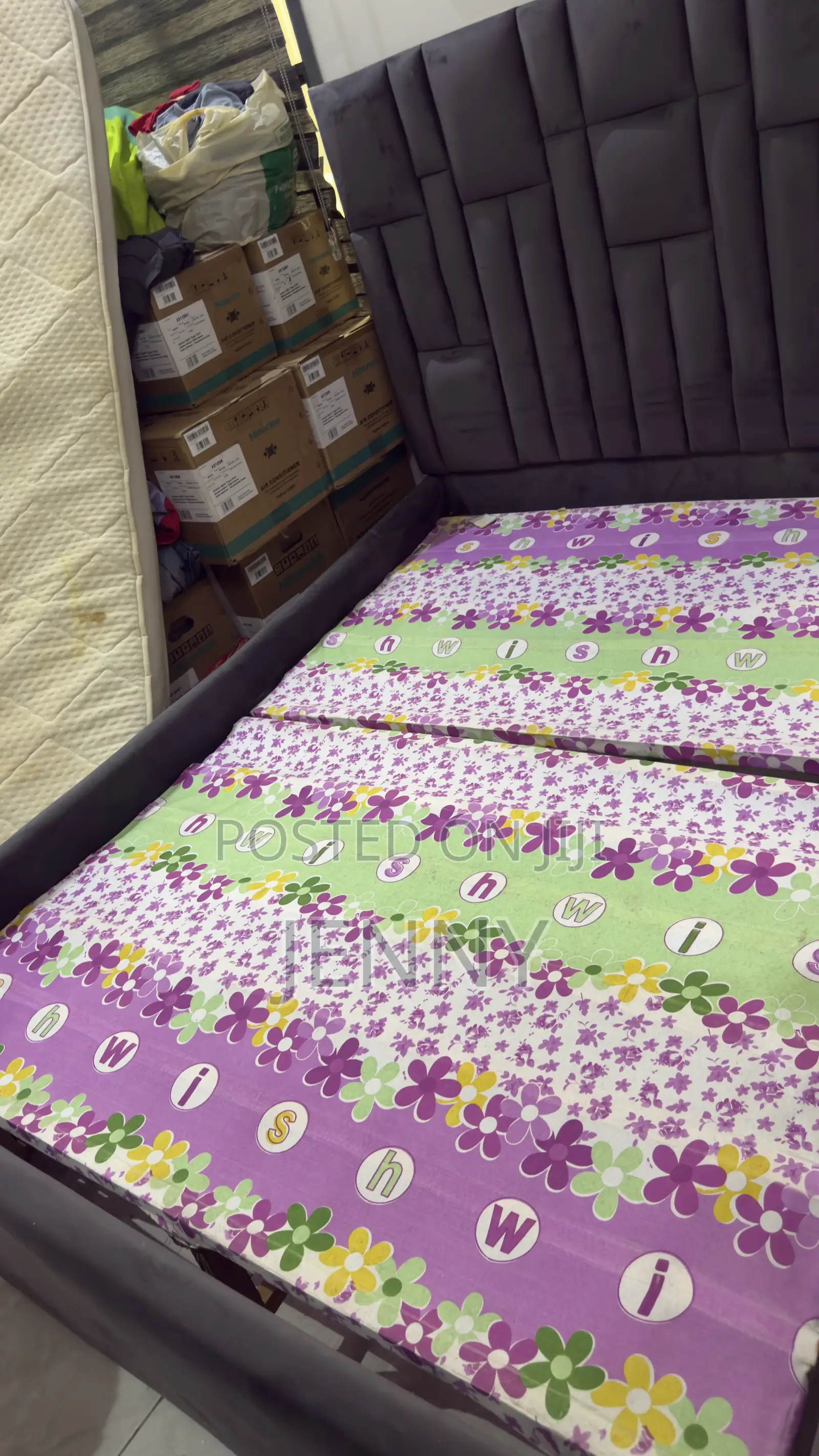 5 X 6 Dark Grey Upholstered Bed Frame