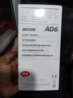 New Itel A06 64 GB Black