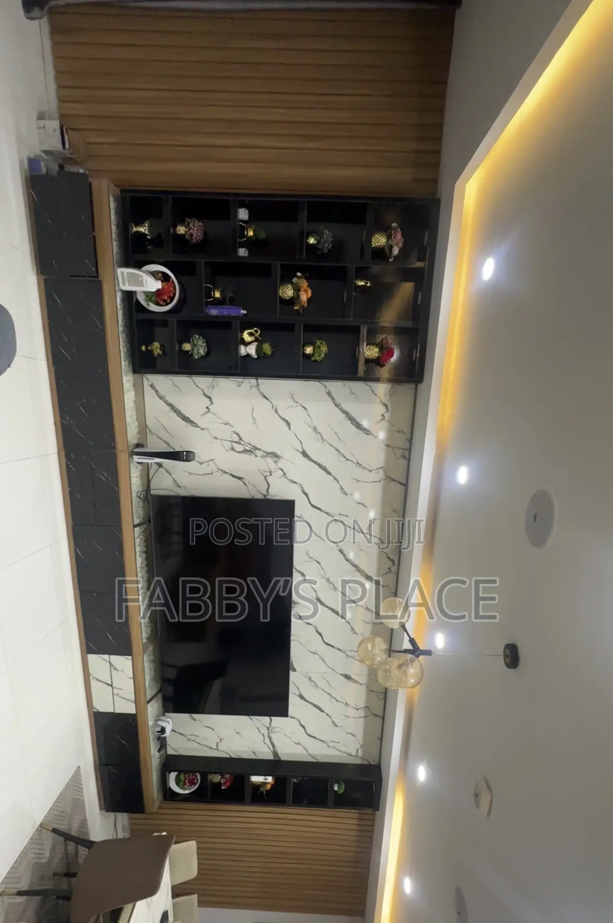 2in1 Luxury Modern TV Console With Wall Panel, Shelves & LED Lighting