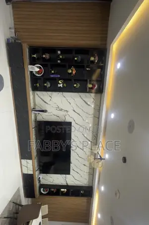 2in1 Luxury Modern TV Console With Wall Panel, Shelves & LED Lighting