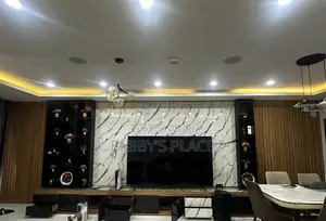 2in1 Luxury Modern TV Console With Wall Panel, Shelves & LED Lighting