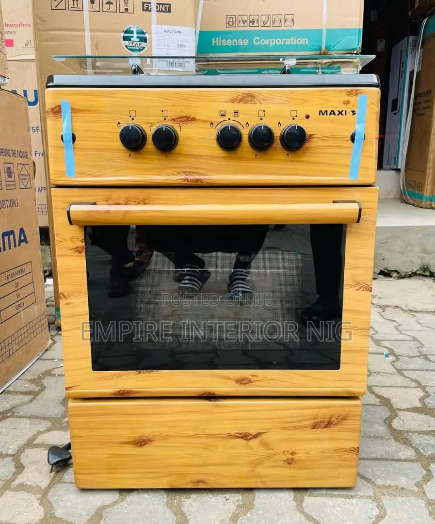 Wooden Colour 4-Burner Standing Cooker With Oven