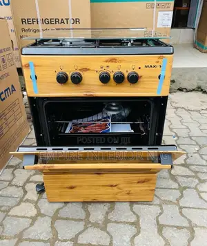 Wooden Colour 4-Burner Standing Cooker With Oven