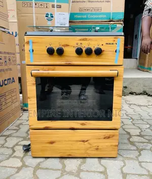 Wooden Colour 4-Burner Standing Cooker With Oven
