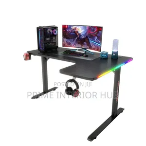 L-Shaped RGB Gaming Desk With LED Lights 140cm