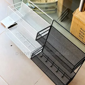 Wall Mounted Metal Storage Rack With Hooks