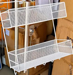 Wall Mounted Metal Storage Rack With Hooks