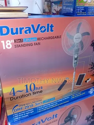 18 Inches Duravolt Rechargeable Solar Fan