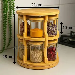 Bamboo & Glass Spice Storage Rack