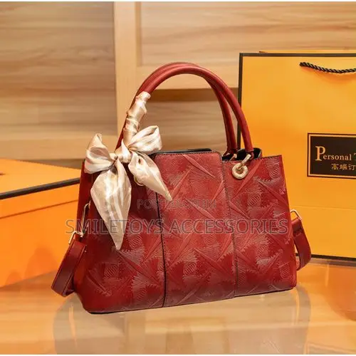 Ladies Patterned Handbag With Silk Scarf & Strap