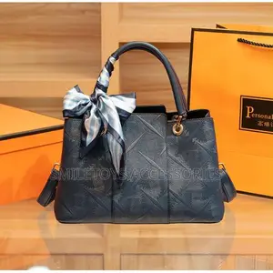 Ladies Patterned Handbag With Silk Scarf & Strap