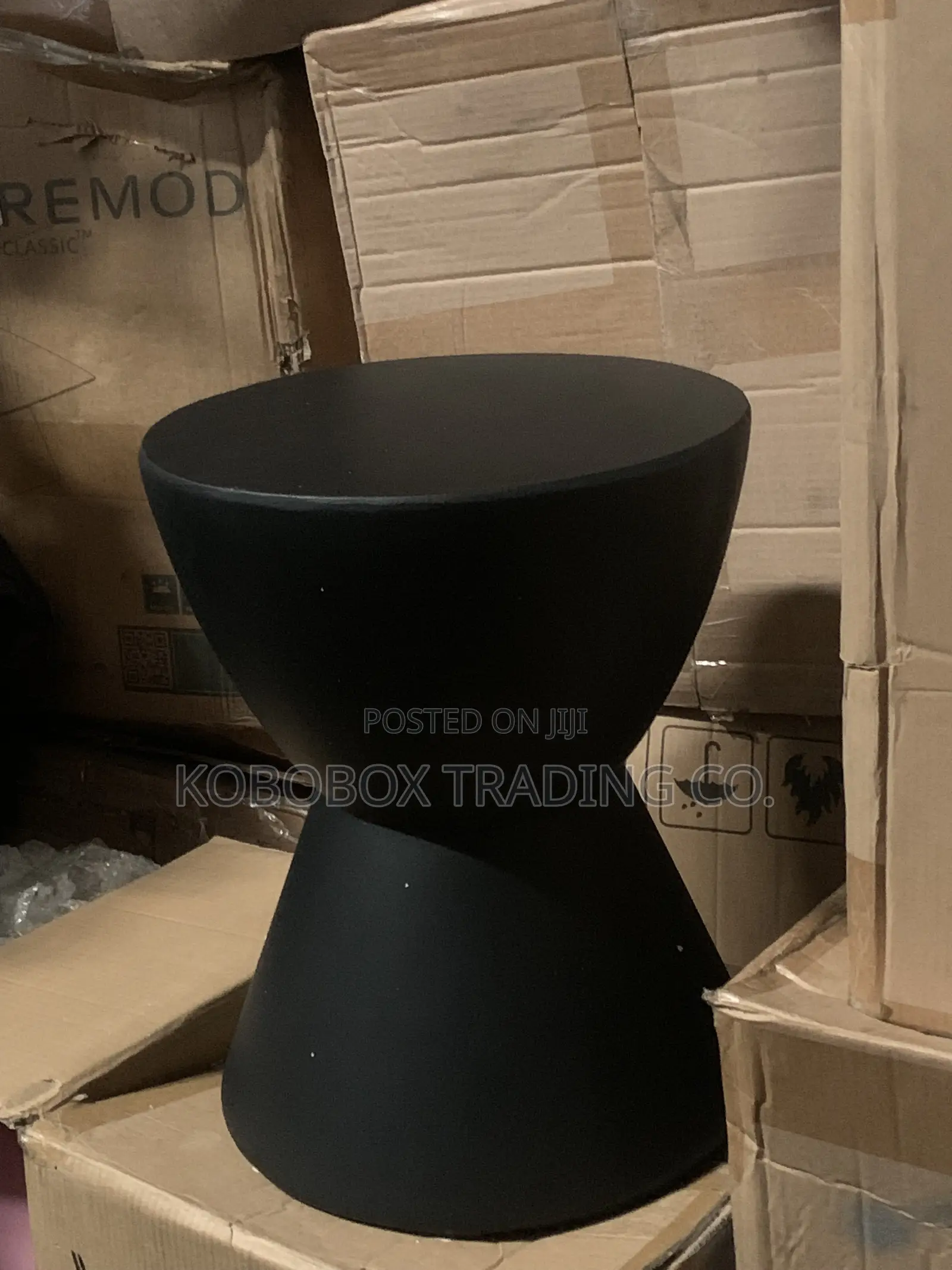 Fiberstone Side Table Hourglass Design - (Black)