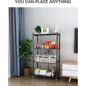 4 Tier Multifunctional Foldable Storage Rack/Shelve With Wheels,
